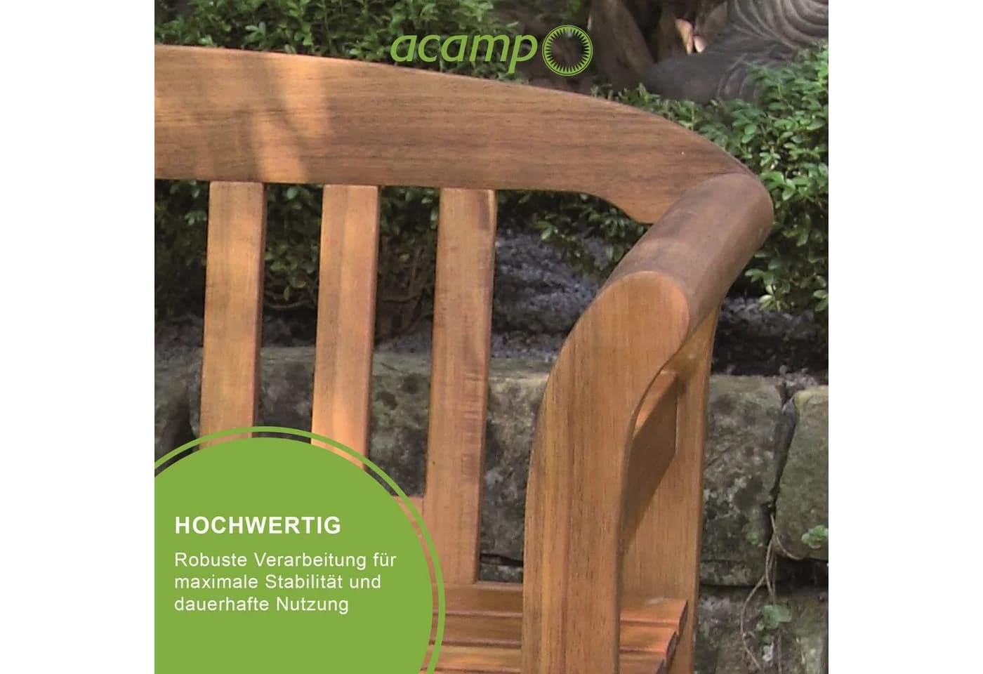 acamp Gartenbank 2-Sitzer Wetterfest FSC Akazienholz Teakfarben - Bild 4