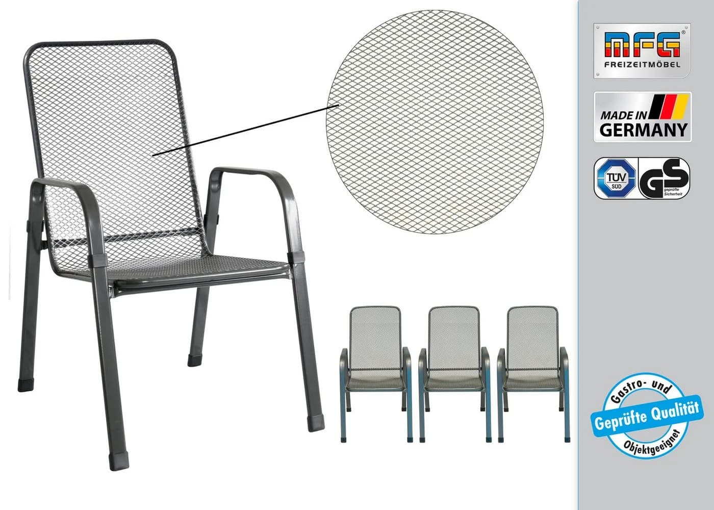 MFG Freizeitmöbel Stapelstuhl Mec-Stor 4-er Set Anthrazit - Bild 5