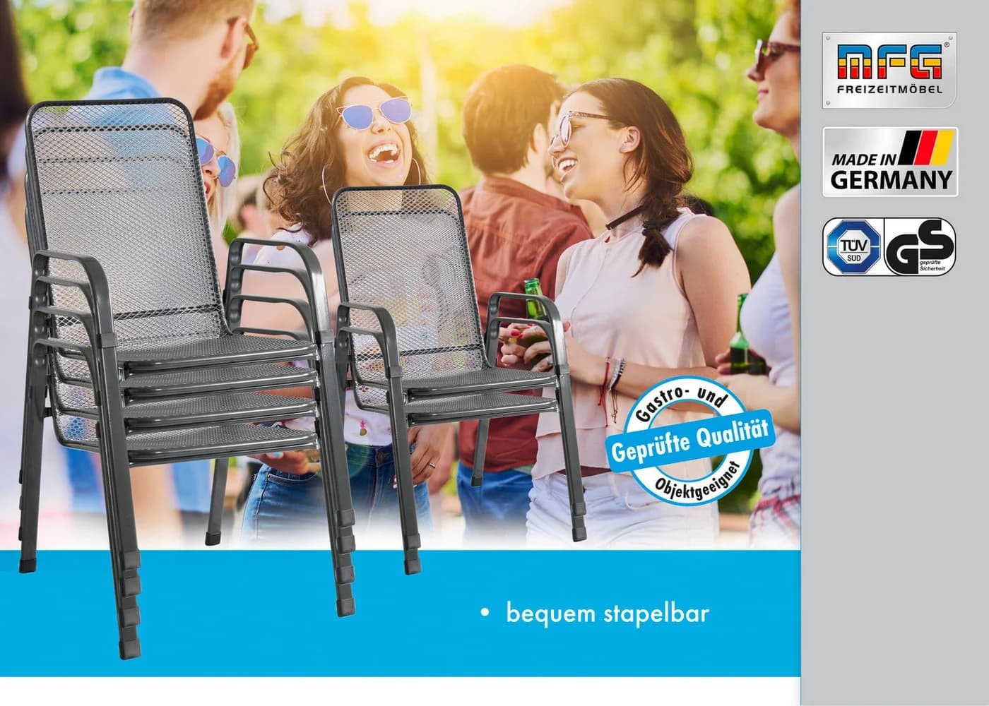 MFG Freizeitmöbel Stapelstuhl Mec-Stor 6er Set Anthrazit - Bild 5