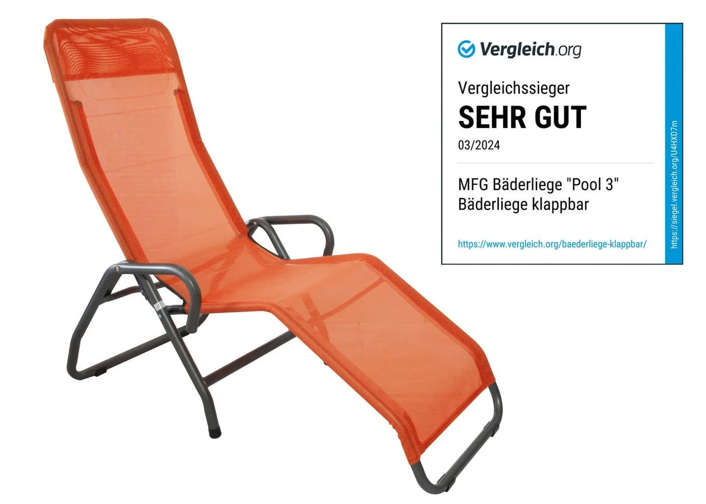 Gartenliege aus Stahlrohr mit Textilene-Bezug