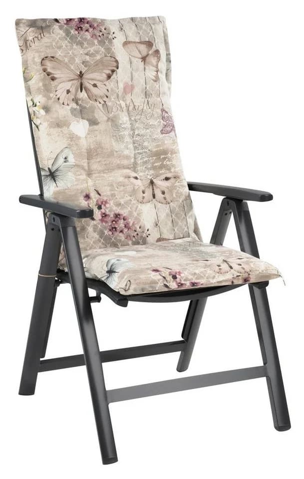 GO-DE Hochlehnerauflage Gartenstuhlauflage für Hochlehnerstühle, Beige
