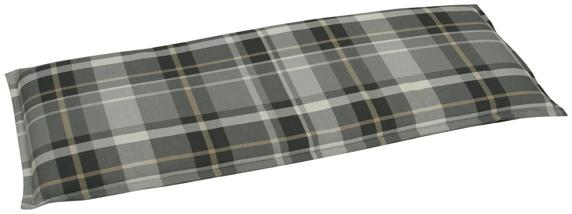 GO-DE Bankauflage Grau Kariert 115 cm mit Schaumfüllung