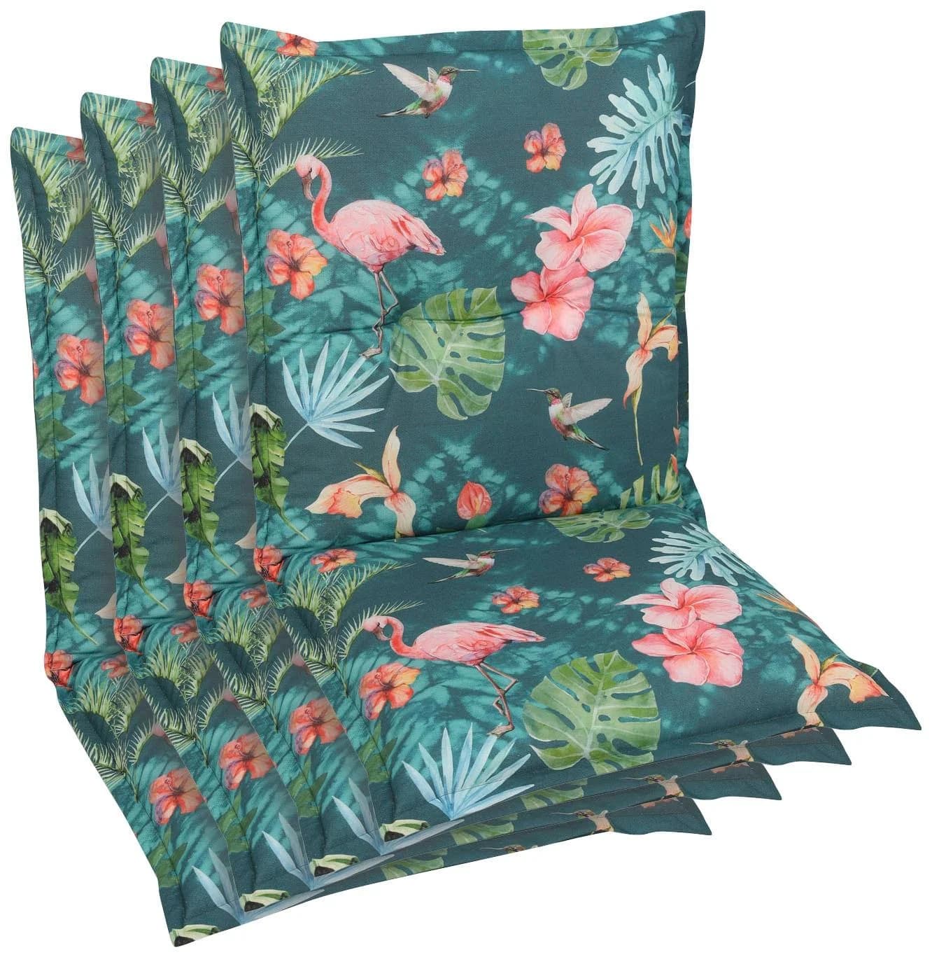 GO-DE Sesselauflage Blau 4-tlg. Gartenstuhlauflage mit Kissen
