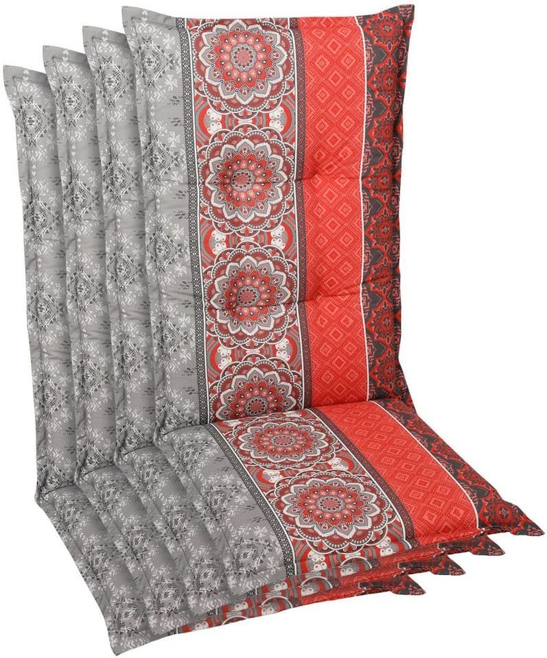 GO-DE Hochlehnerauflage Rot 4-tlg. Baumwolle Polyester - Bild 2