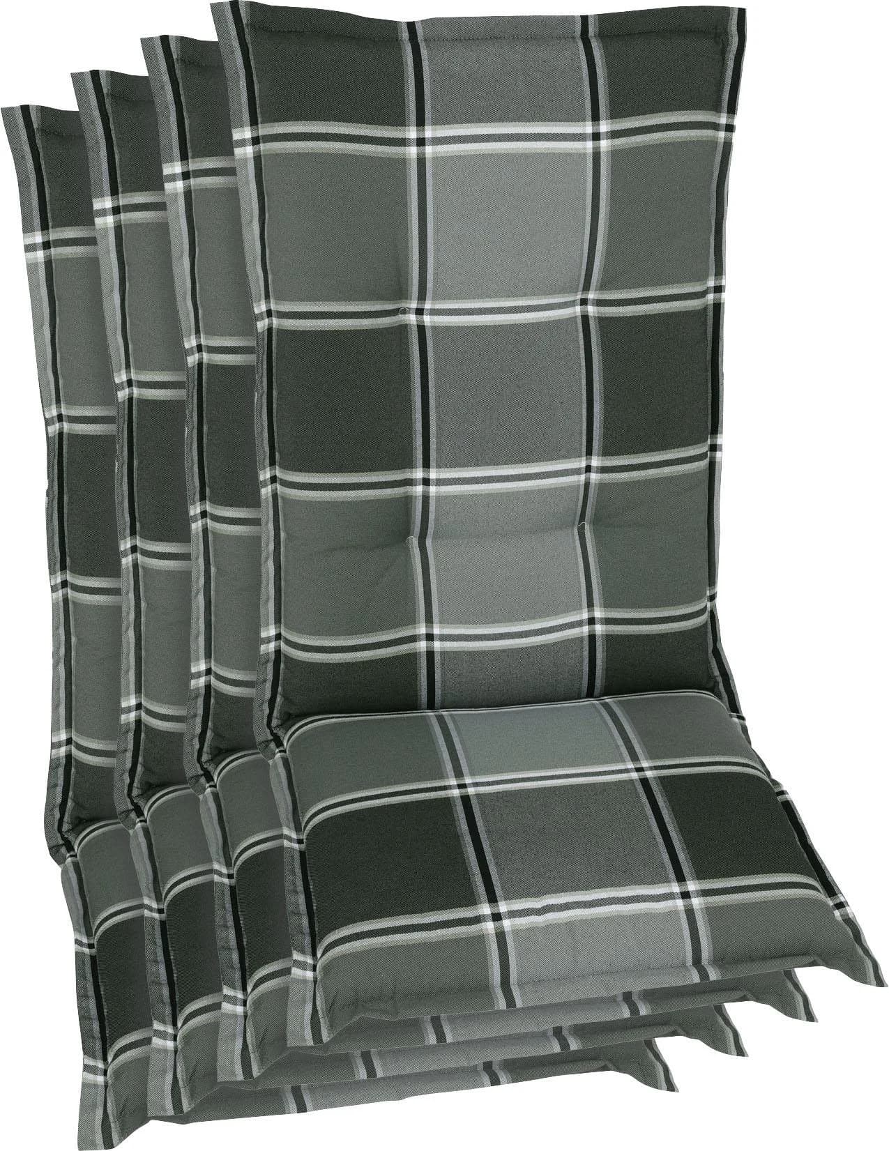GO-DE Hochlehnerauflage Grau 4-tlg. UV-beständig Baumwolle Polyester