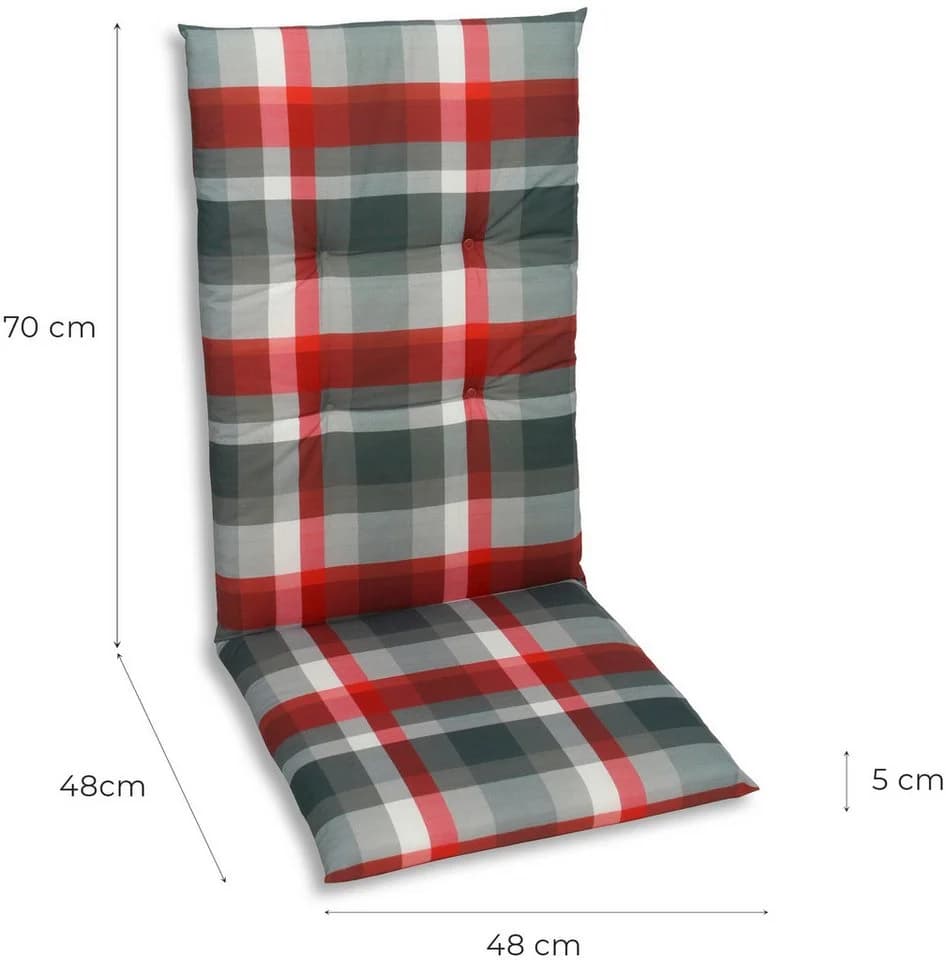 GO-DE Hochlehnerauflage 4-tlg. Rot Karo - Bild 4
