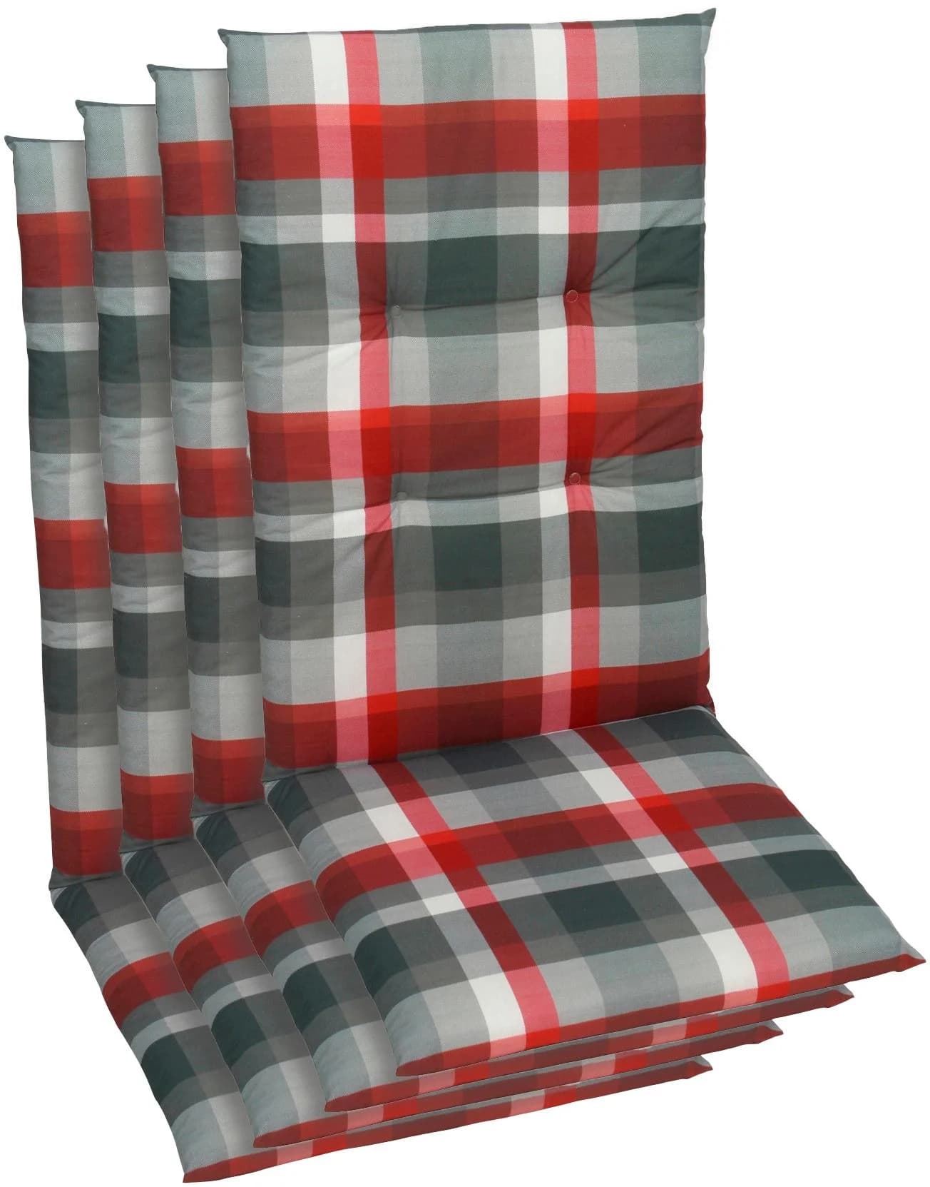 GO-DE Hochlehnerauflage 4-tlg. Rot Karo - Bild 5