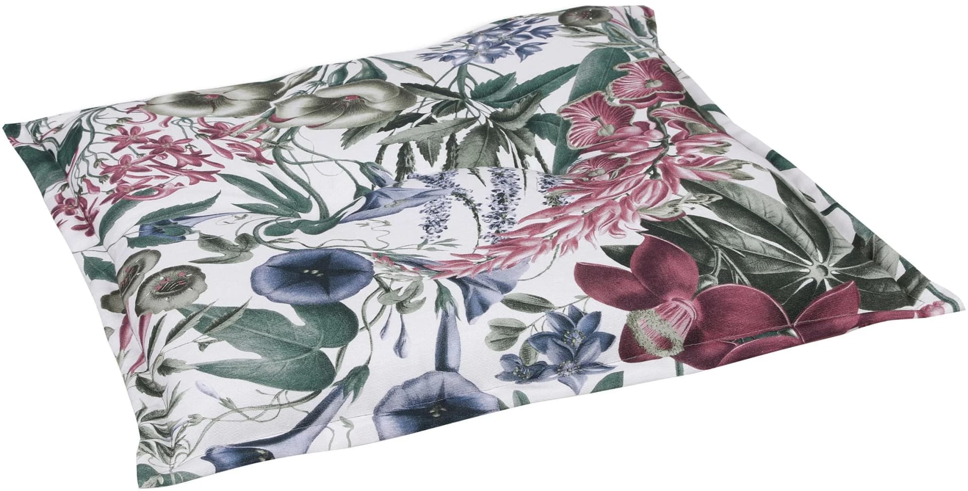 GO-DE Hockerauflage Floral Beige/Grün 50x50cm