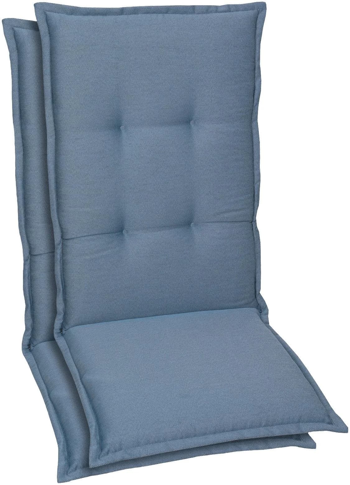 GO-DE Hochlehnerauflage 2er Set Blau Gartenstuhl Polsterauflage