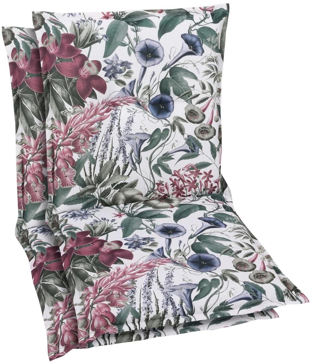 GO-DE Sitzauflage Beige/Grün Floral 2-tlg.