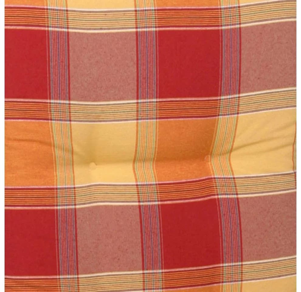 GO-DE Hockerauflage Gelb/Rot Kariert 50x50cm