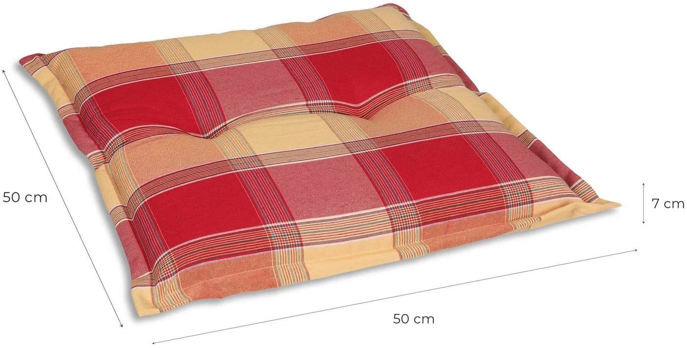 GO-DE Hockerauflage Gelb/Rot Kariert 50x50cm - Bild 3