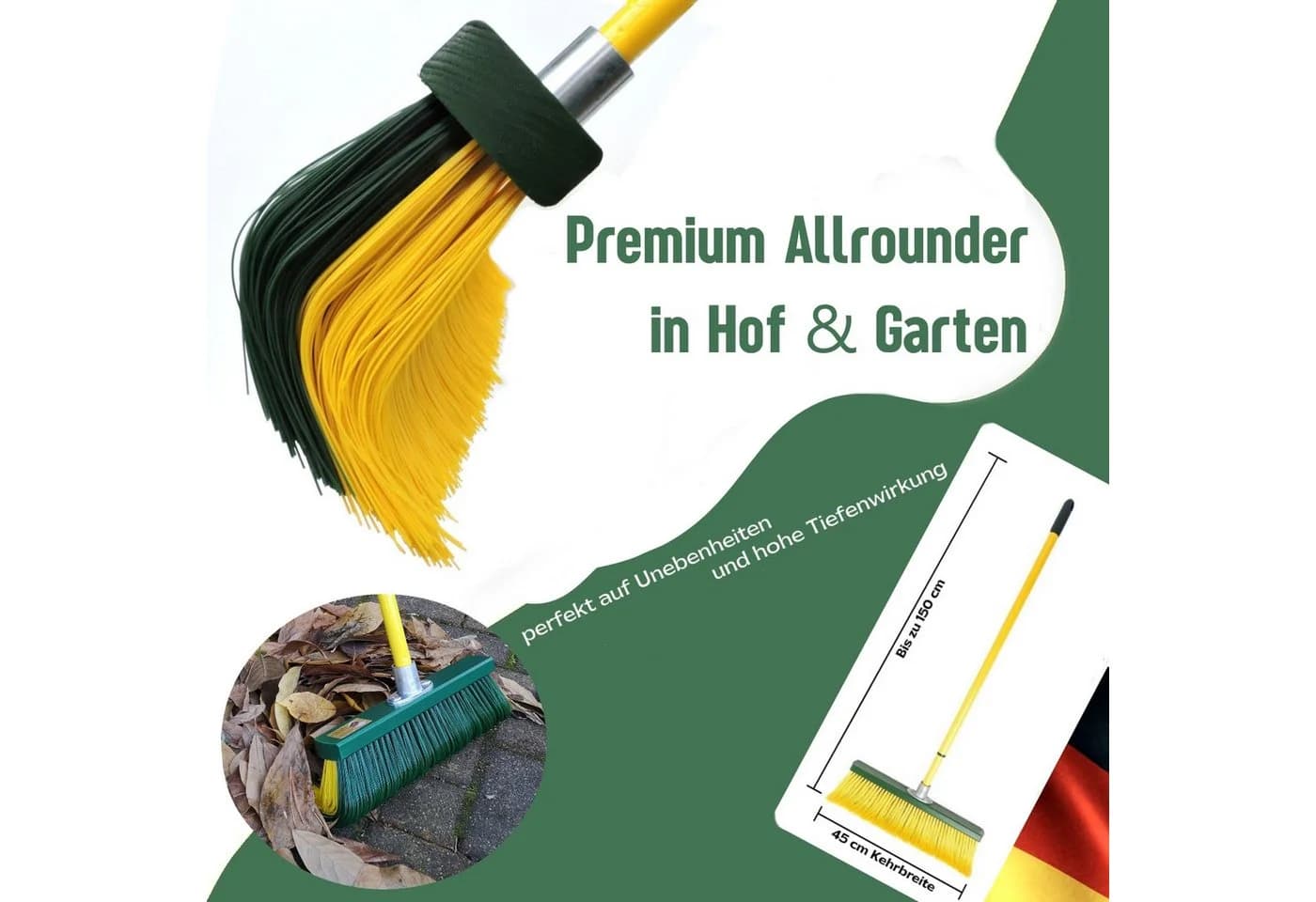 Fritze® Krallenbesen Hof & Garten Premium 45 cm mit Teleskopstiel
