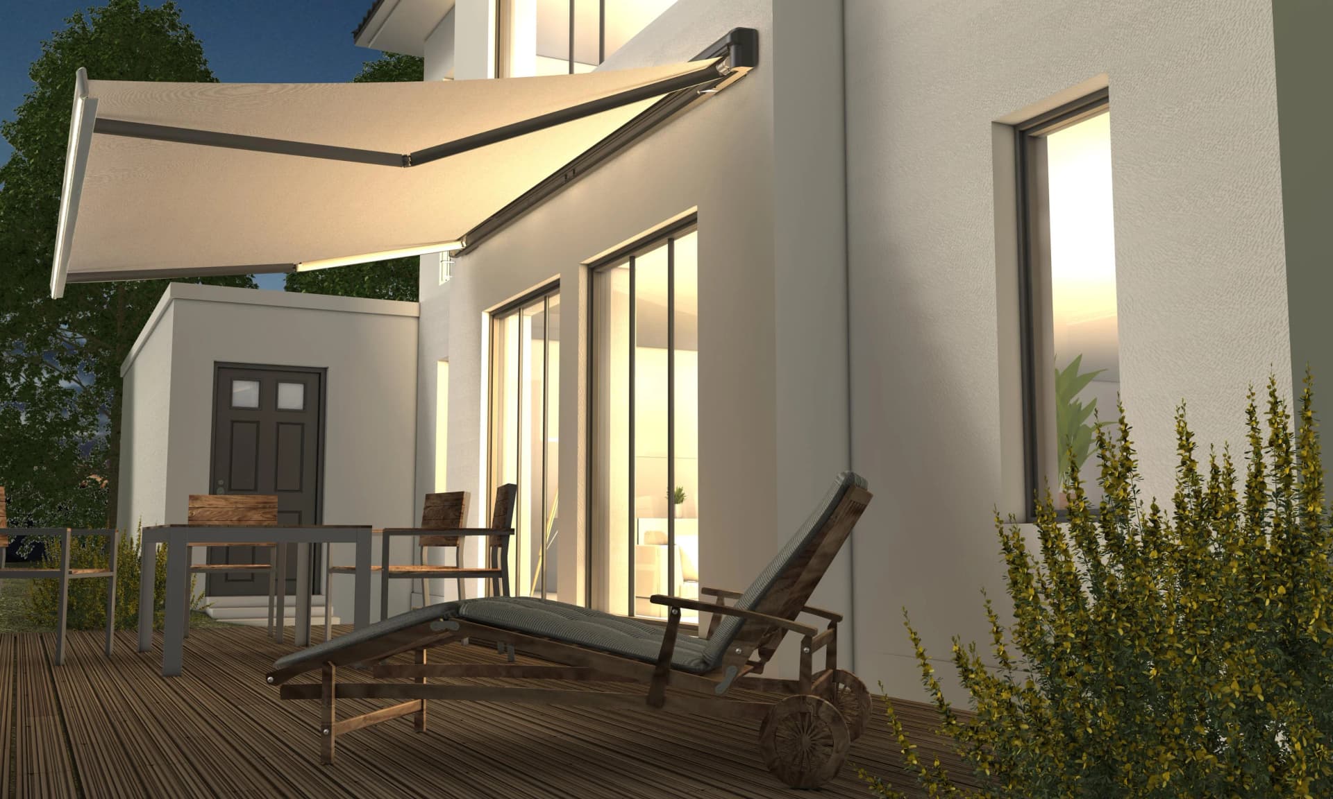 Kassettenmarkise SPETTMANN SUNLITE beige mit Motor und LED