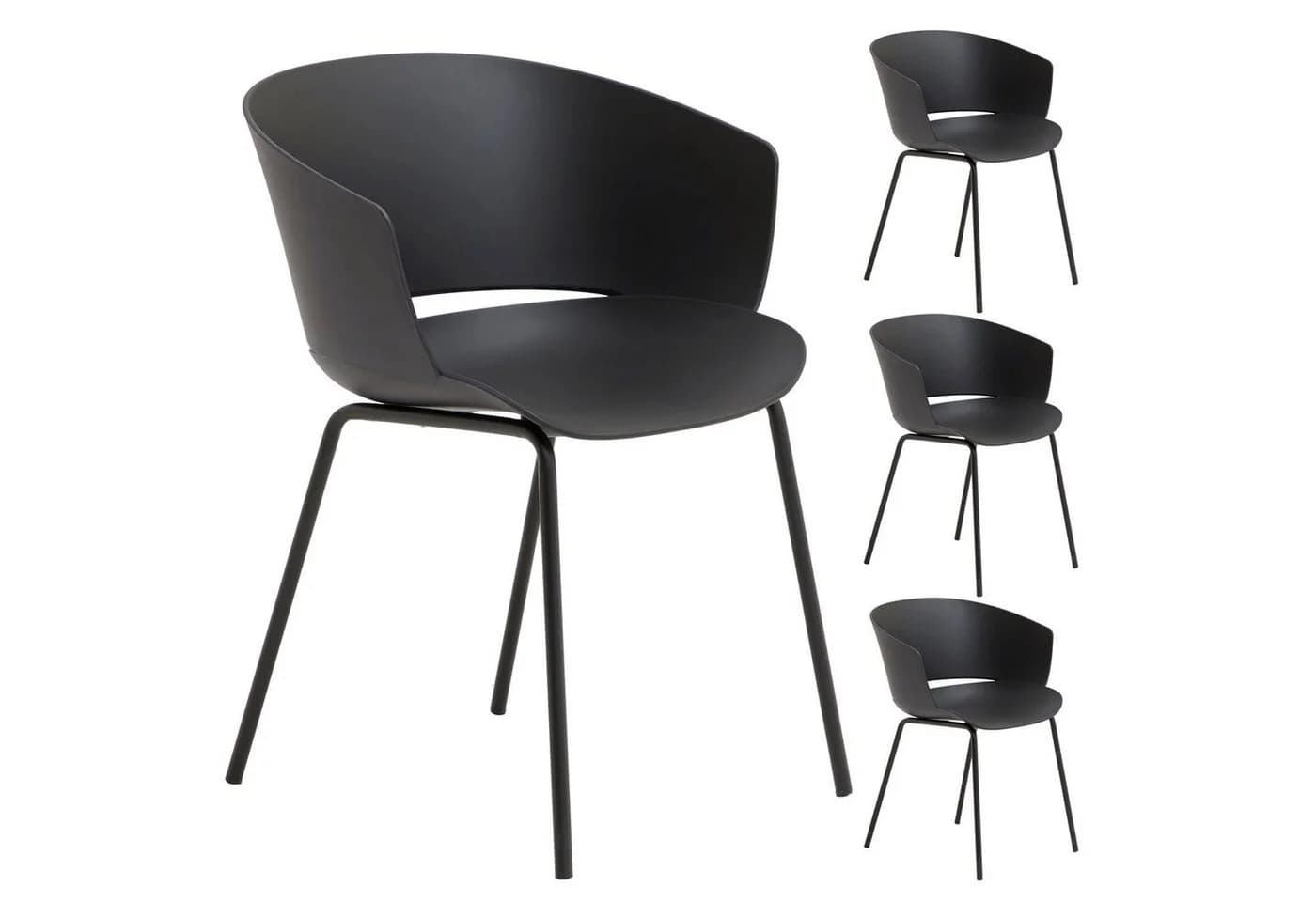 IDIMEX Gartenstuhl NIVEL 4er Set UV-beständig Schwarz