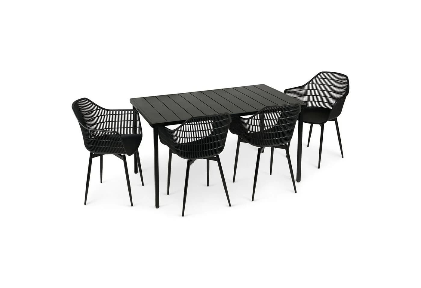 IDIMEX Garten-Essgruppe MARGHERITA 5-tlg. Schwarz Aluminium & Kunststoff