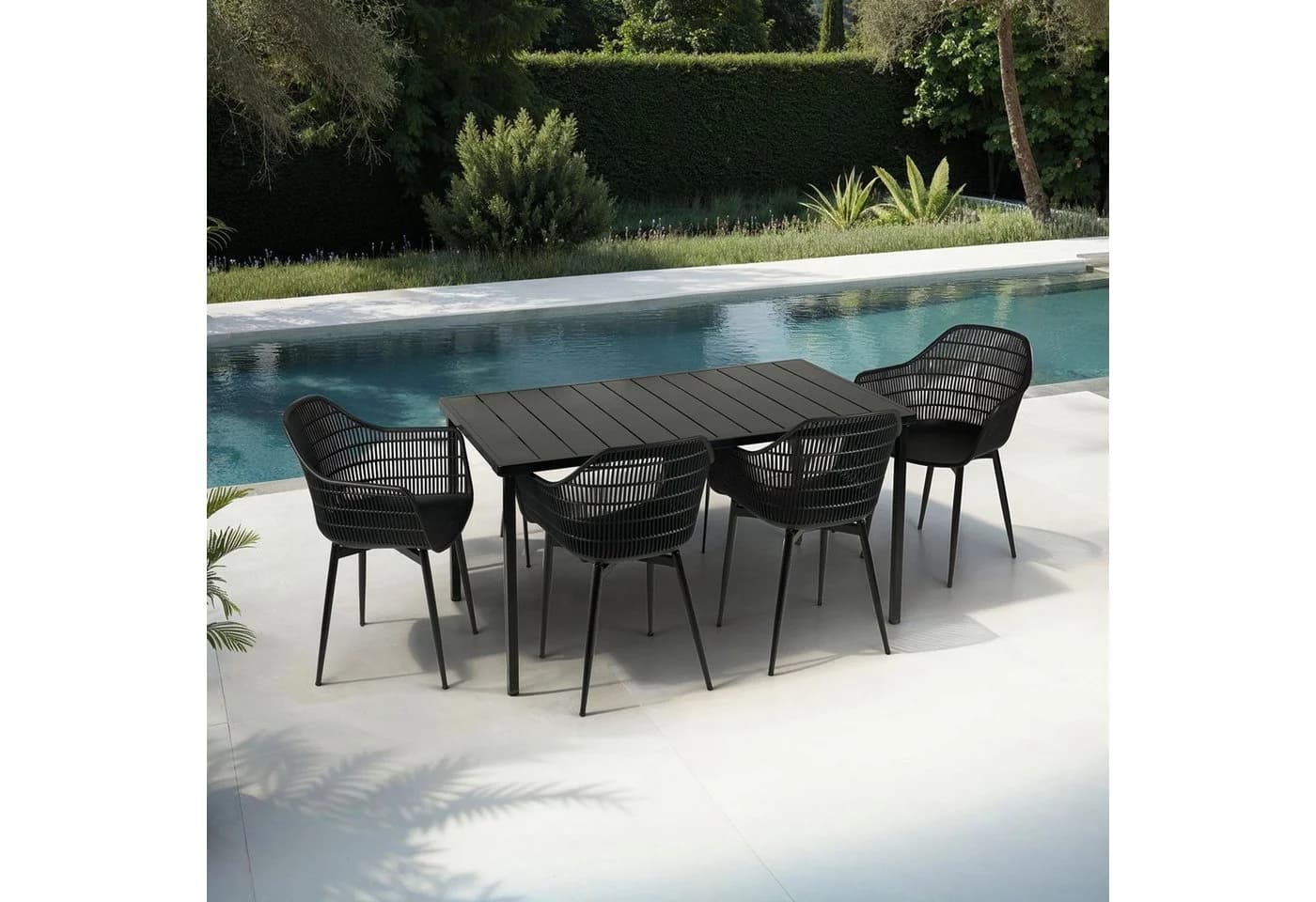 IDIMEX Garten-Essgruppe MARGHERITA 5-tlg. Schwarz Aluminium & Kunststoff - Bild 2