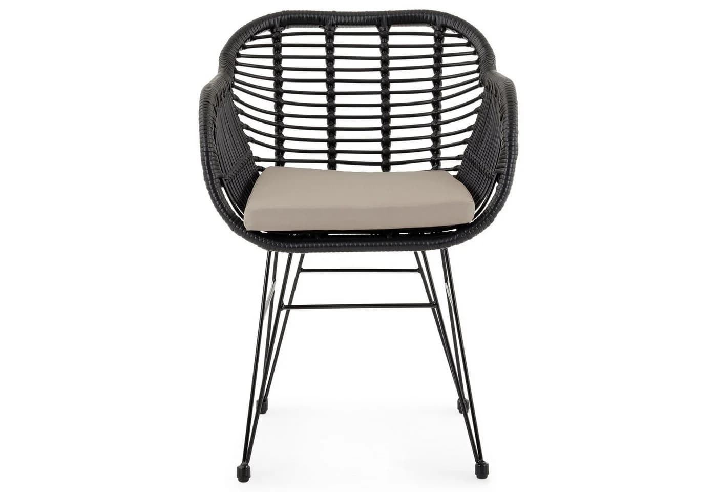 IDIMEX Gartenstuhl PARAMO Schwarz Beige Rattan Optik