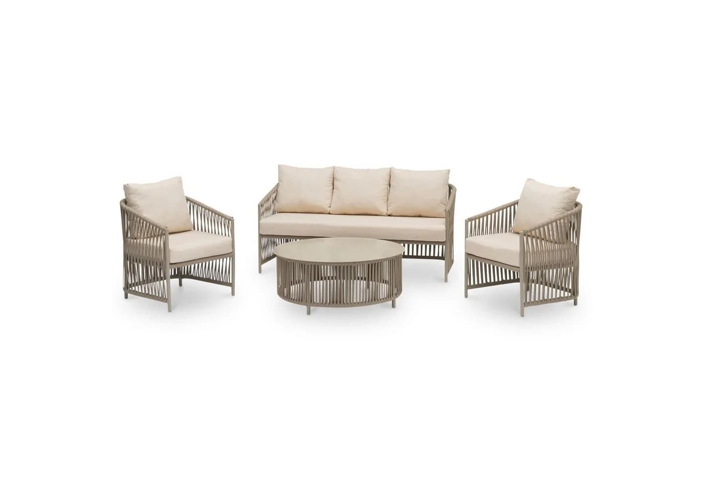 IDIMEX Gartenlounge-Set KULO 4-teilig Aluminium Seilbespannung champagne