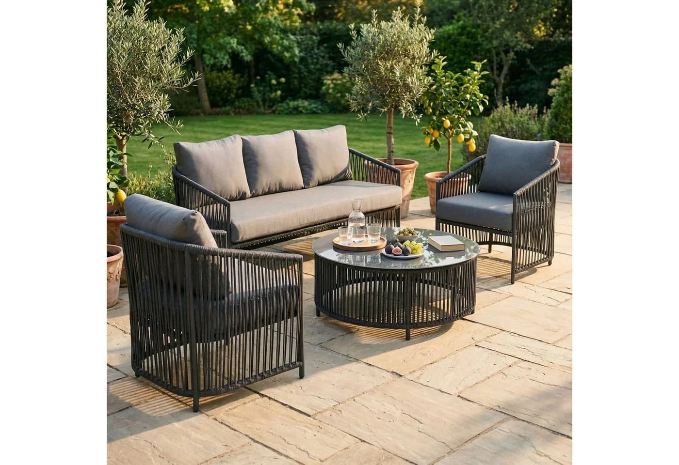 IDIMEX Gartenlounge-Set KULO 4-teilig Aluminium grau mit Kissen - Bild 2