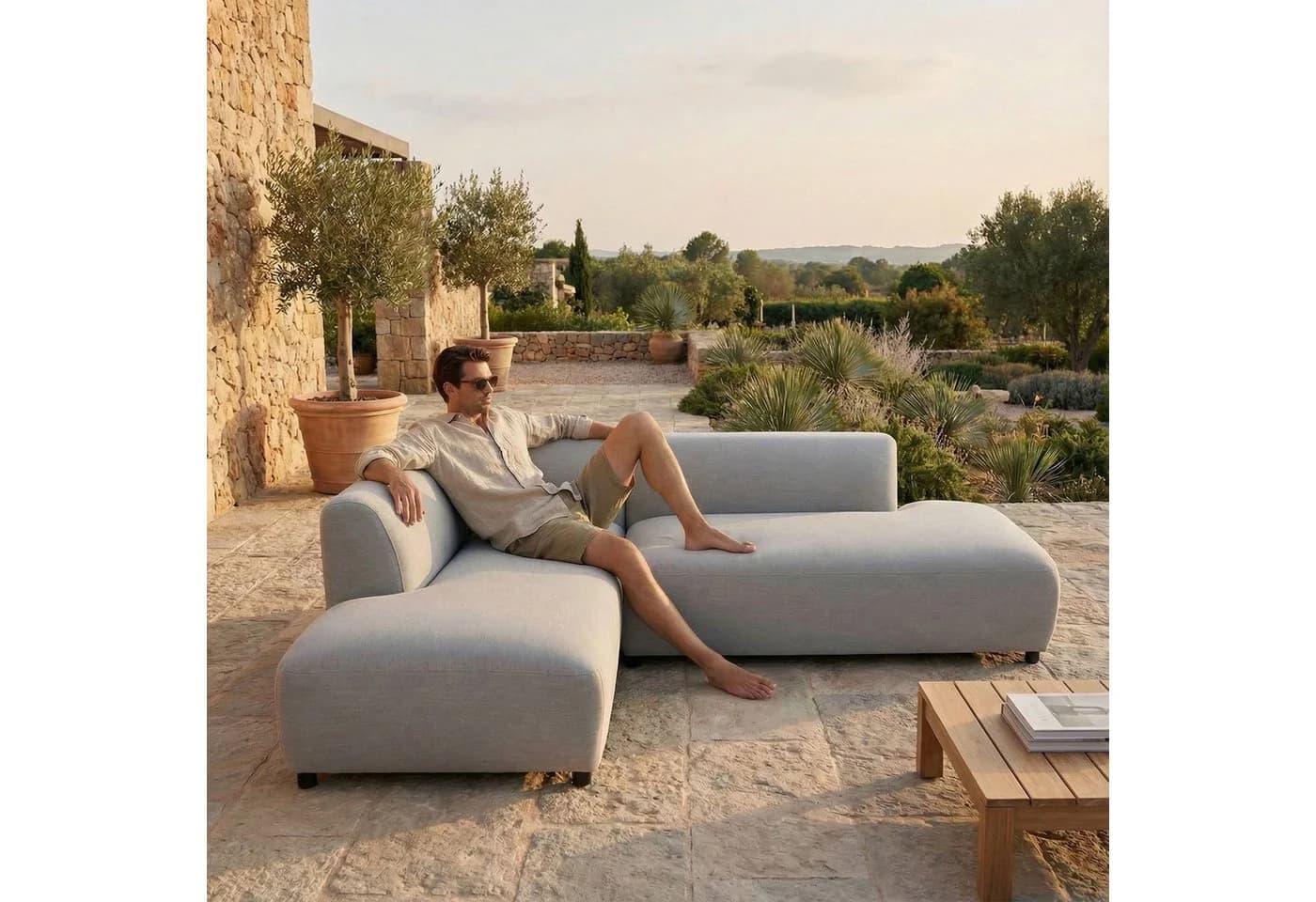 IDIMEX Gartensofa CALABRIA Grau mit Chaise Lounge - Bild 2