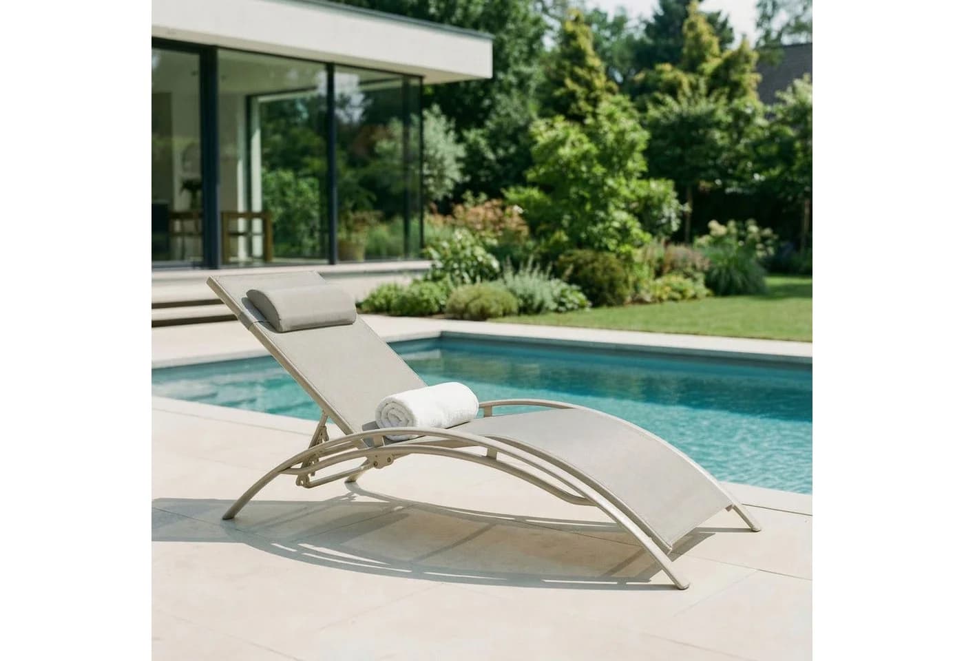 IDIMEX Gartenliege RELAX Champagner Aluminium Textilene mit Kissen - Bild 2