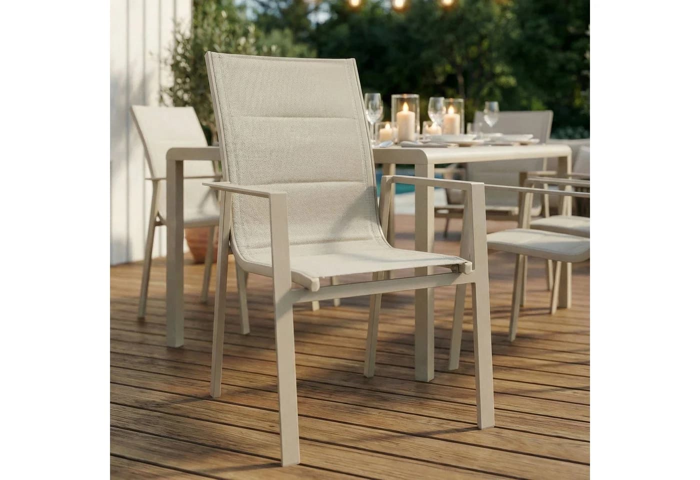 IDIMEX Gartenstuhl TRAPANI 6er Set Champagner Grau Aluminium - Bild 2