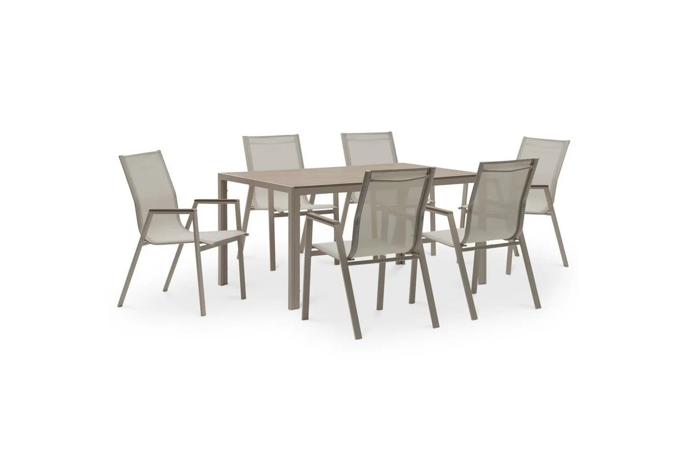 IDIMEX Garten-Essgruppe MONDELLO 7-tlg. Grau/Braun WPC