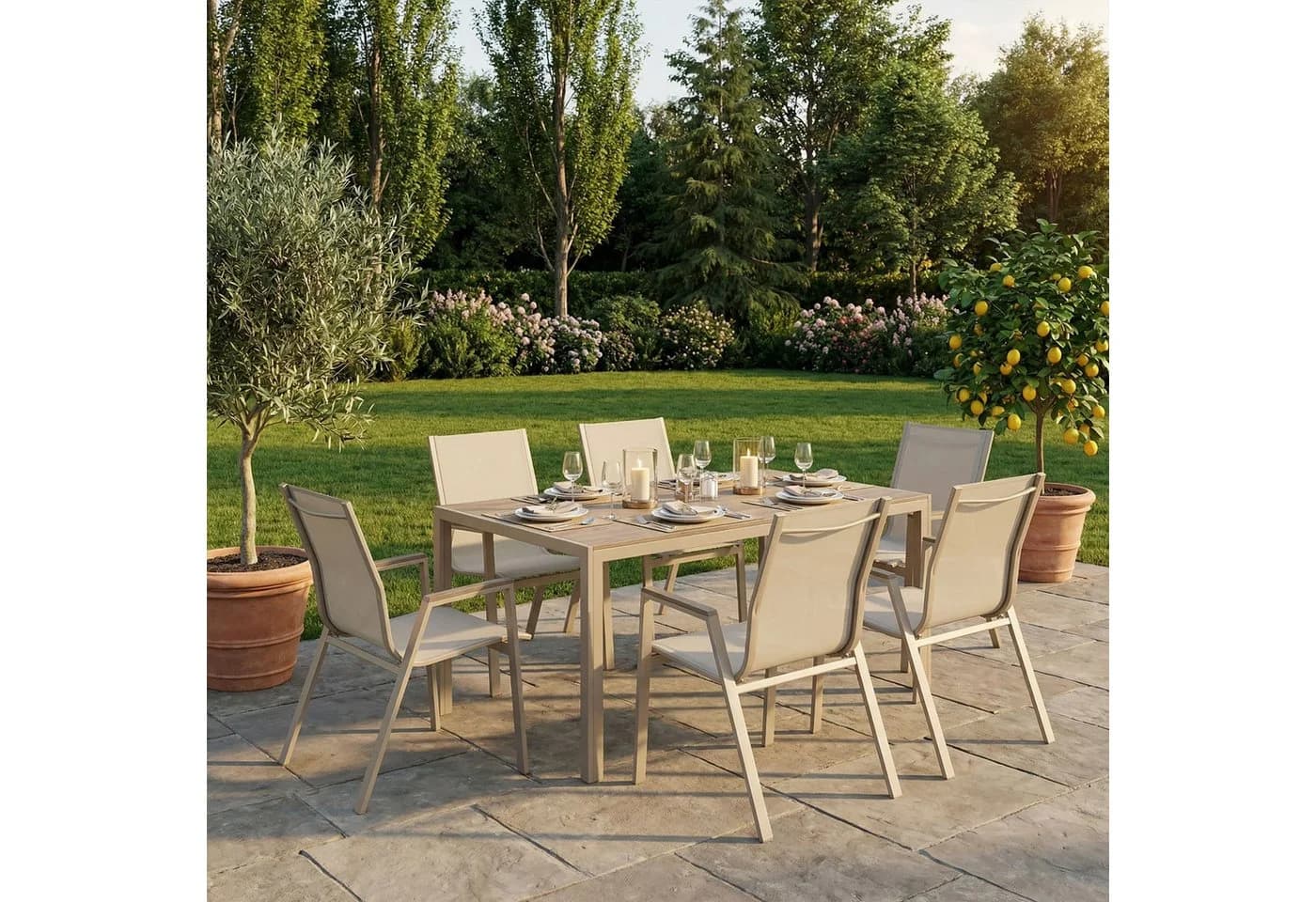 IDIMEX Garten-Essgruppe MONDELLO 7-tlg. Grau/Braun WPC - Bild 2