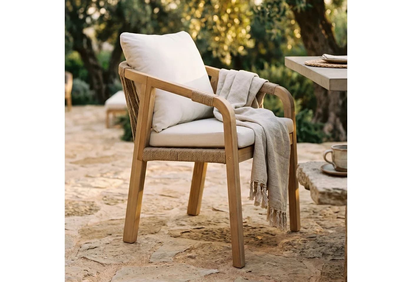 IDIMEX Gartenstuhl SANYA 2er Set Akazienholz Rope Beige - Bild 2