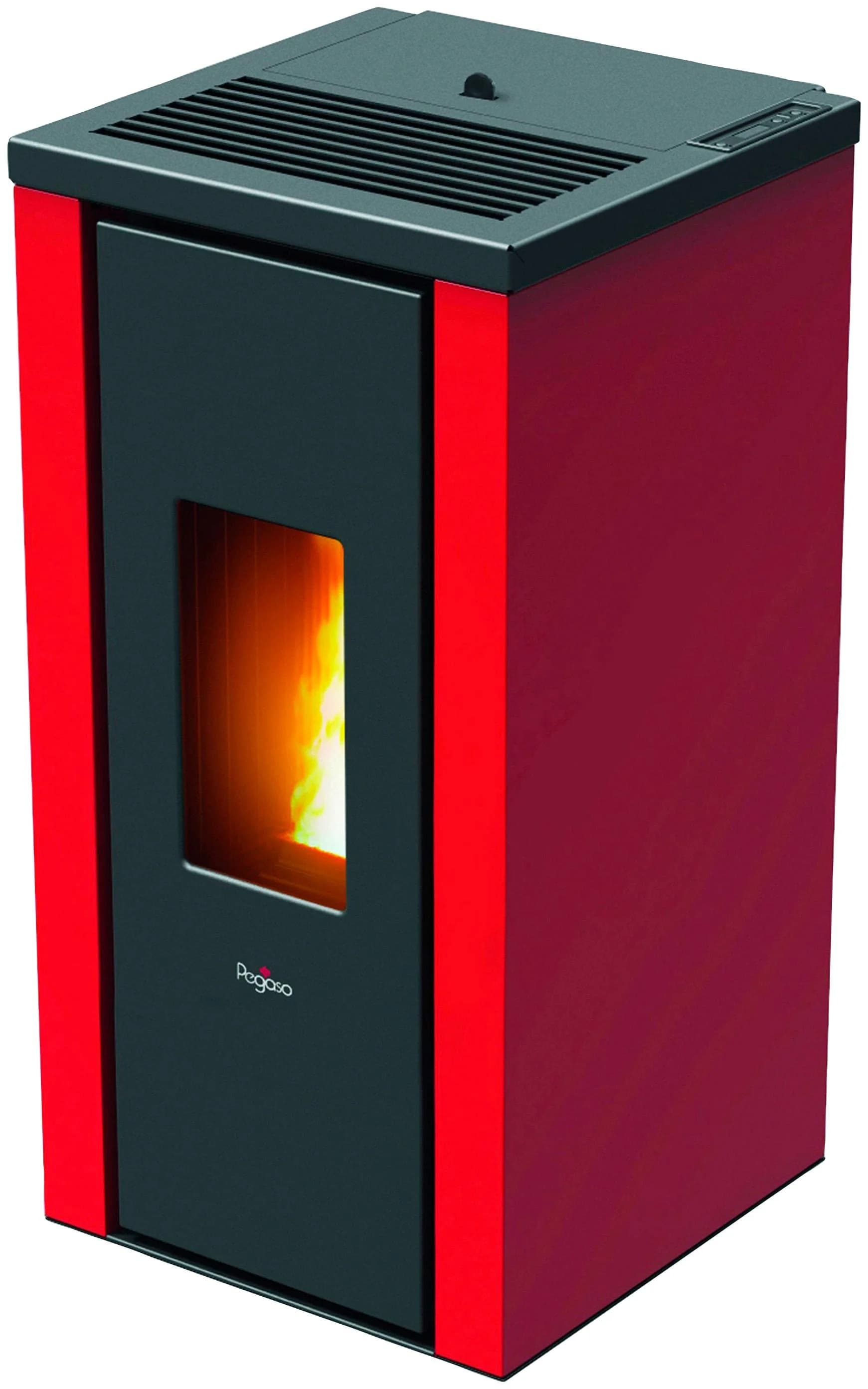 Pelletofen PEGASO VERA Schwarz/Rot 7 kW Stahl