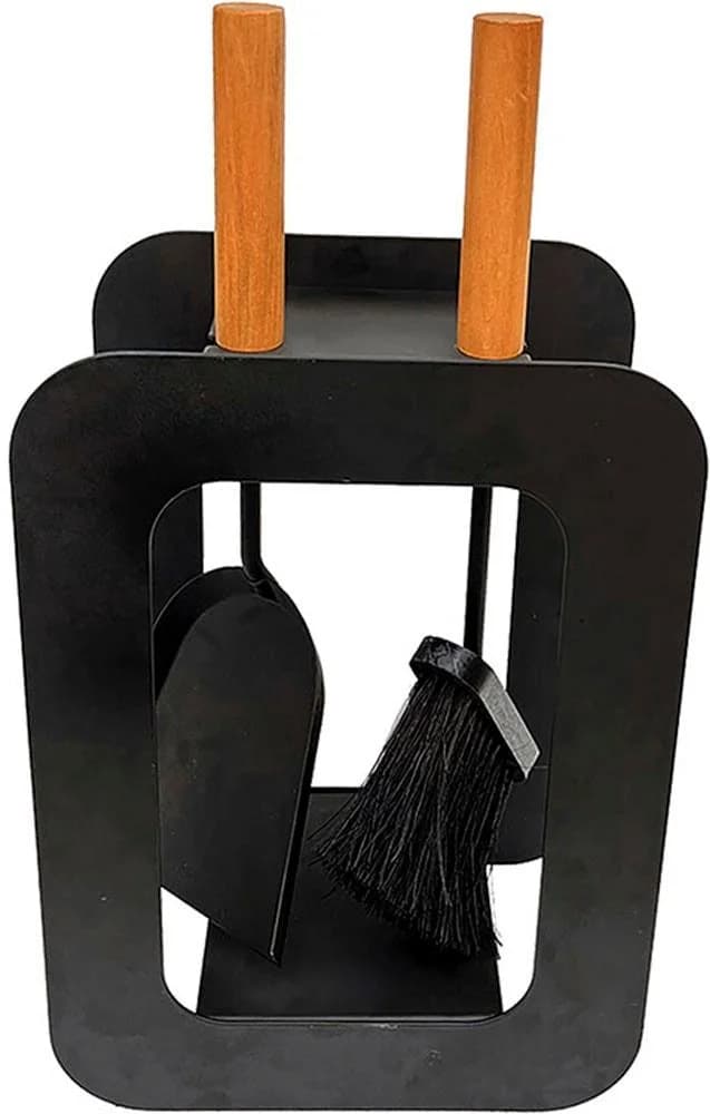 Firefix Kaminbesteck 3-teilig Schwarz Holzgriffe
