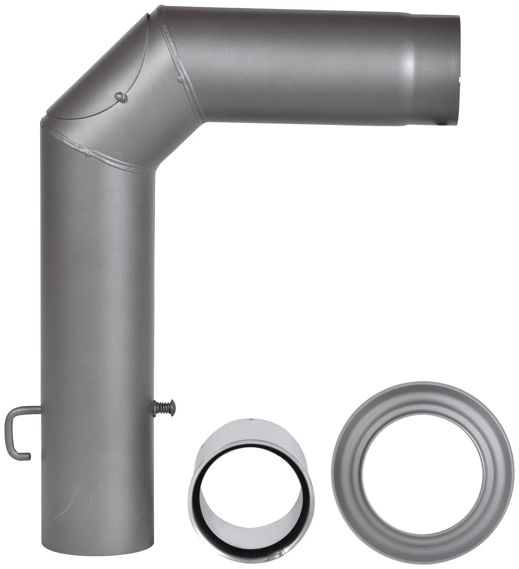 FIREFIX Ofenrohr Grau Stahlblech mit Drosselklappe