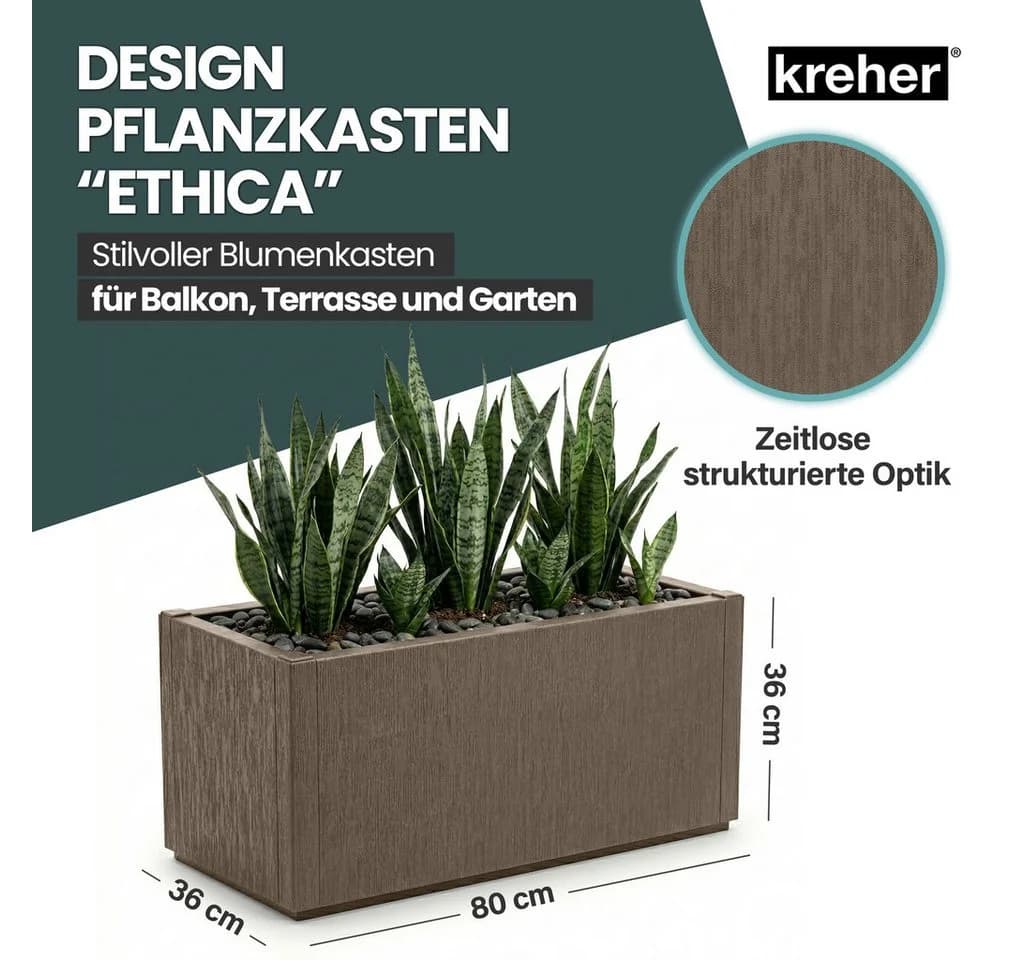 Kreher Blumenkasten XL Pflanzkasten strukturiert