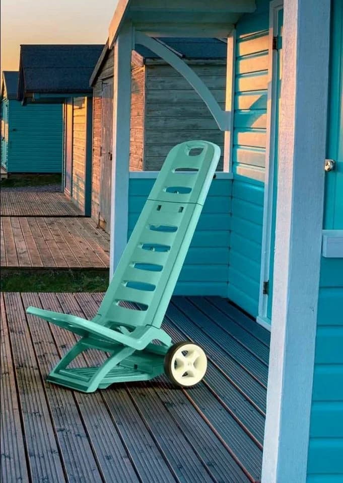Kreher Klappstuhl Strandstuhl mit Rädern Blau/Rot - Bild 4