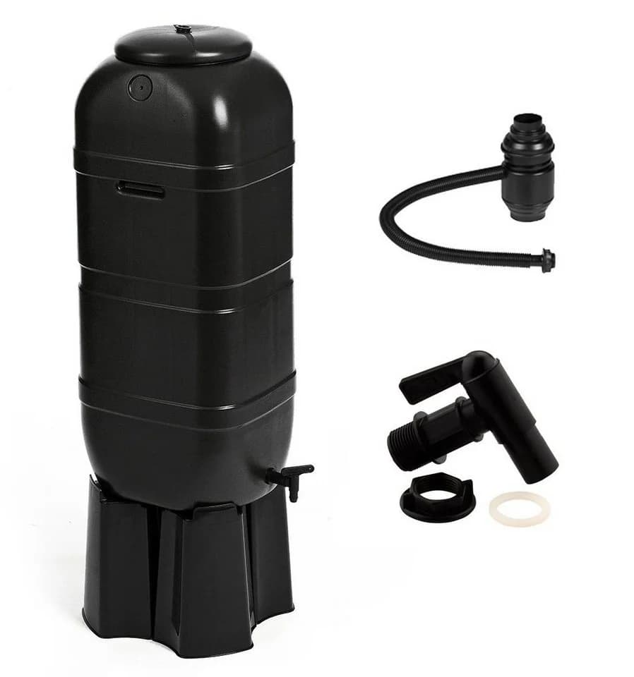 Kreher Regentonne 100 Liter Schwarz mit Standfuß und Hahn - Bild 2