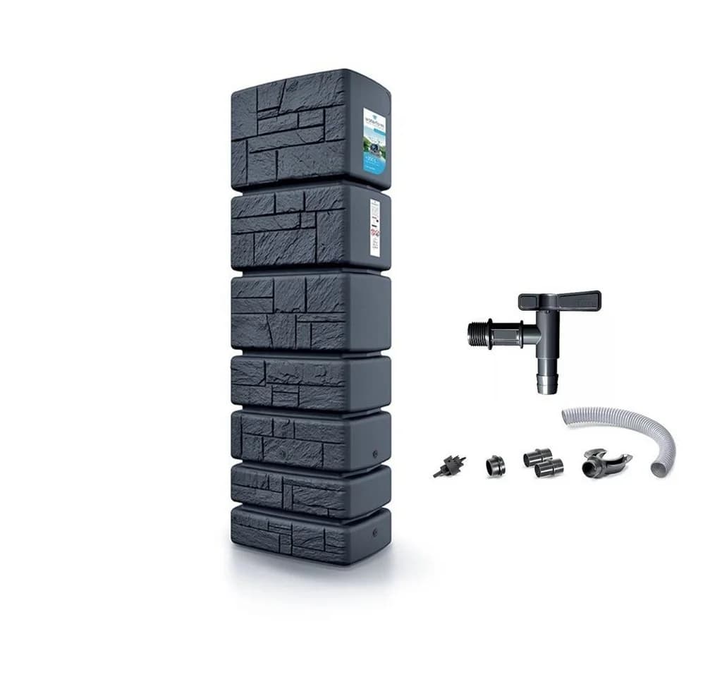 Kreher Regentonne 350 Liter Steinoptik Anthrazit mit Wasserhahn - Bild 2