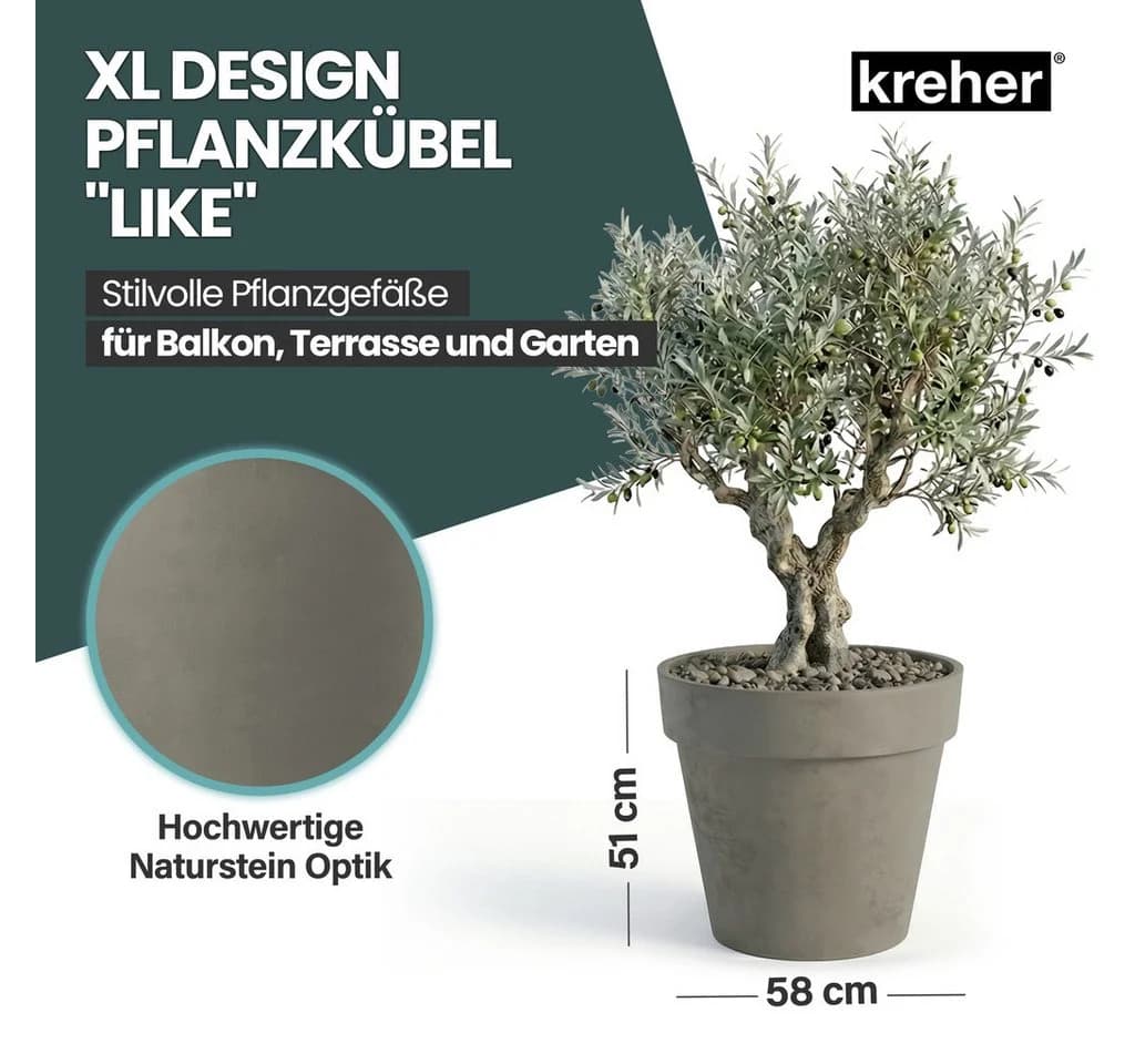 Kreher Pflanzkübel Rollbarer XXL Pflanzkübel 58 cm