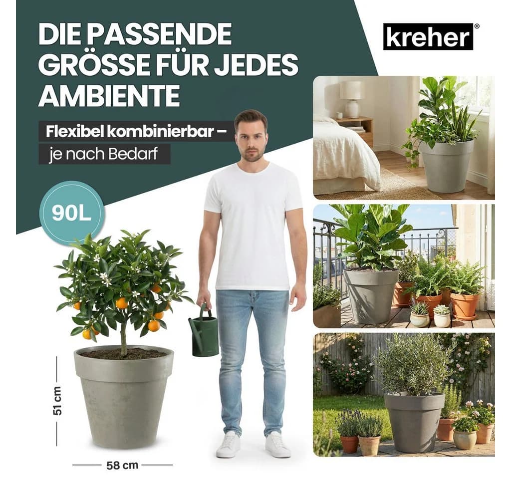 Kreher Pflanzkübel Rollbarer XXL Pflanzkübel 58 cm - Bild 5