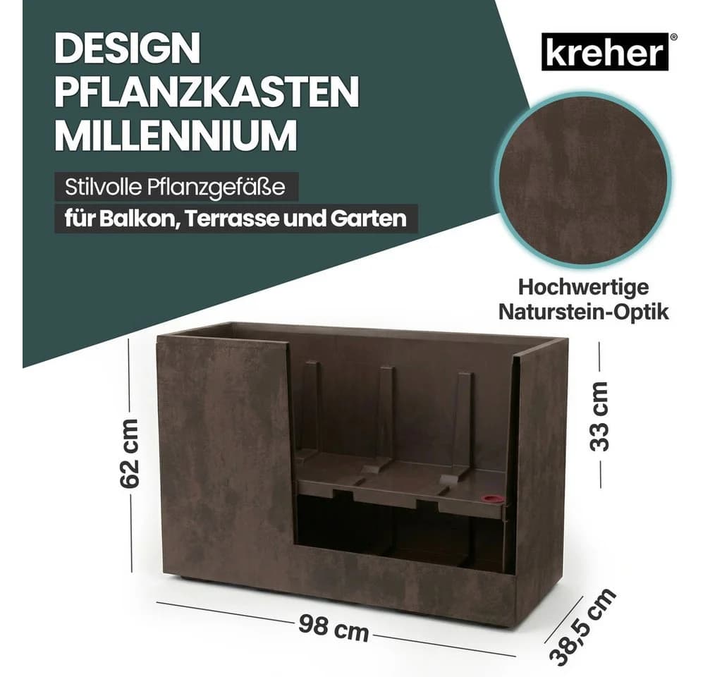 Kreher Pflanzkübel 'Millennium Fence' Braun XXL Sichtschutz