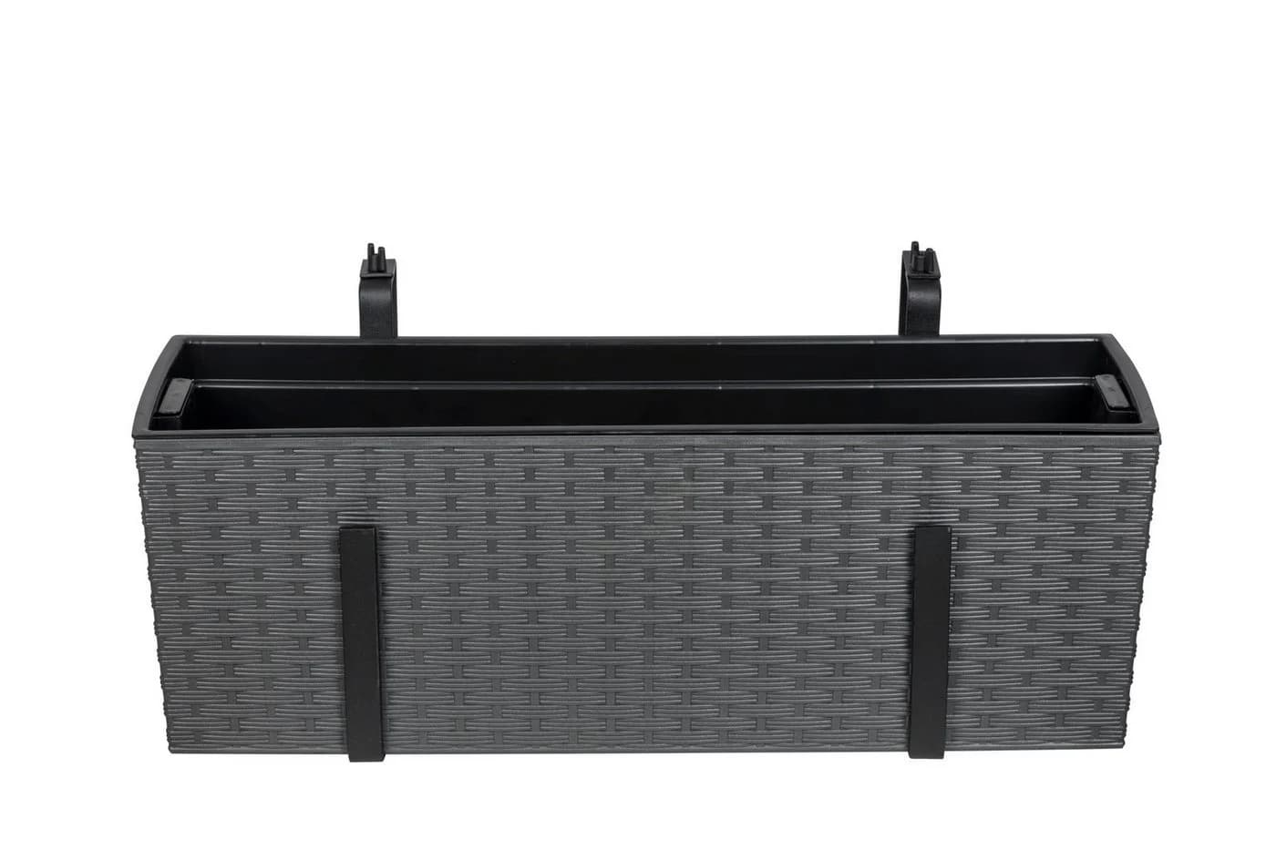 Kreher Balkonkasten BEGONIA Rattan Optik Anthrazit mit Stahlbügel