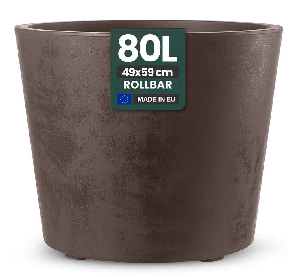 Kreher Pflanzkübel Millennium 80L Rollbar Naturstein Optik - Bild 2