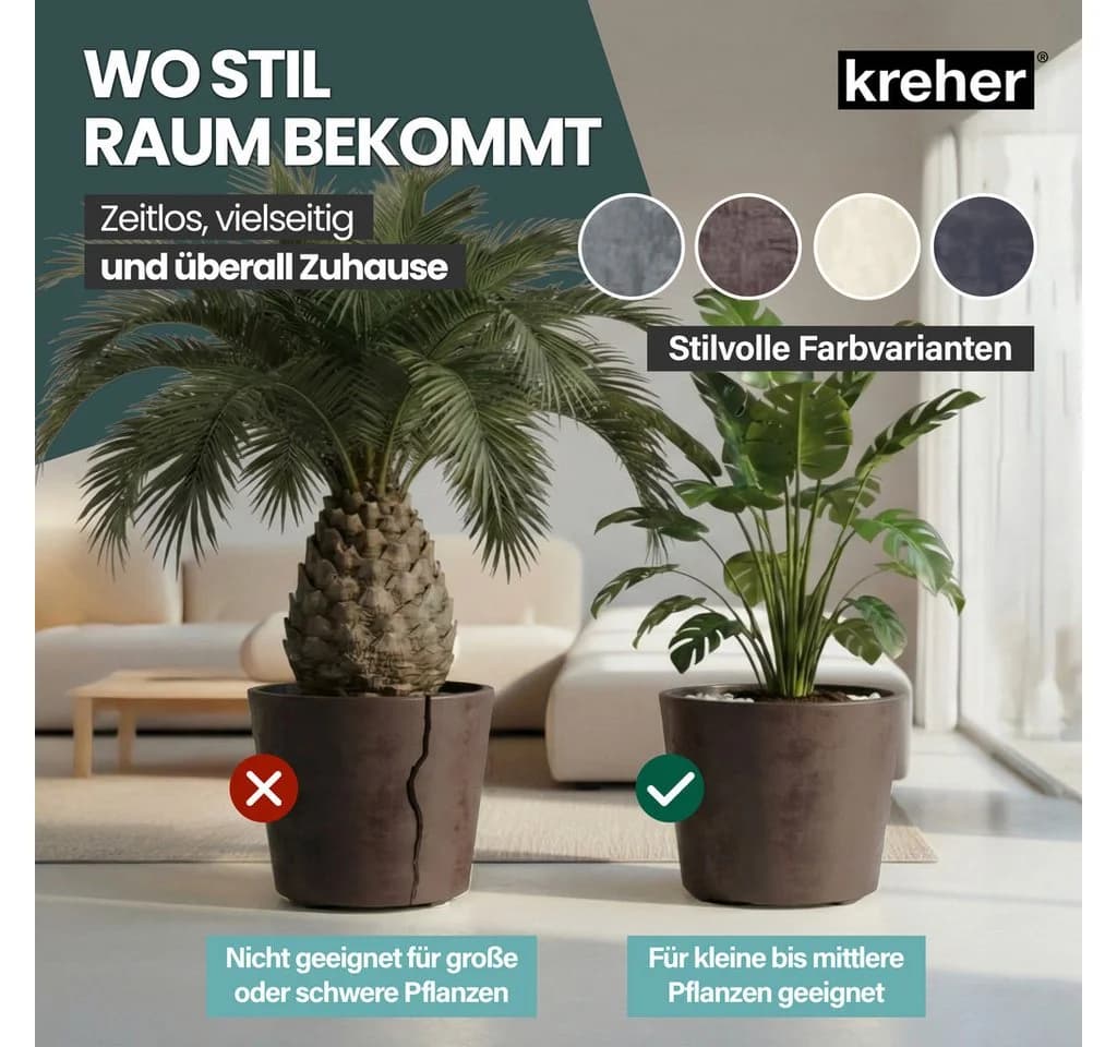 Kreher Pflanzkübel Millennium 80L Rollbar Naturstein Optik - Bild 3