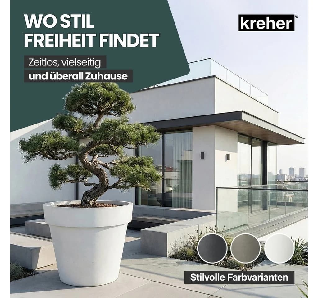 Kreher Pflanzkübel Set 'LIKE' XXL + XL - Grau - Rollbar - UV-beständig - Bild 4