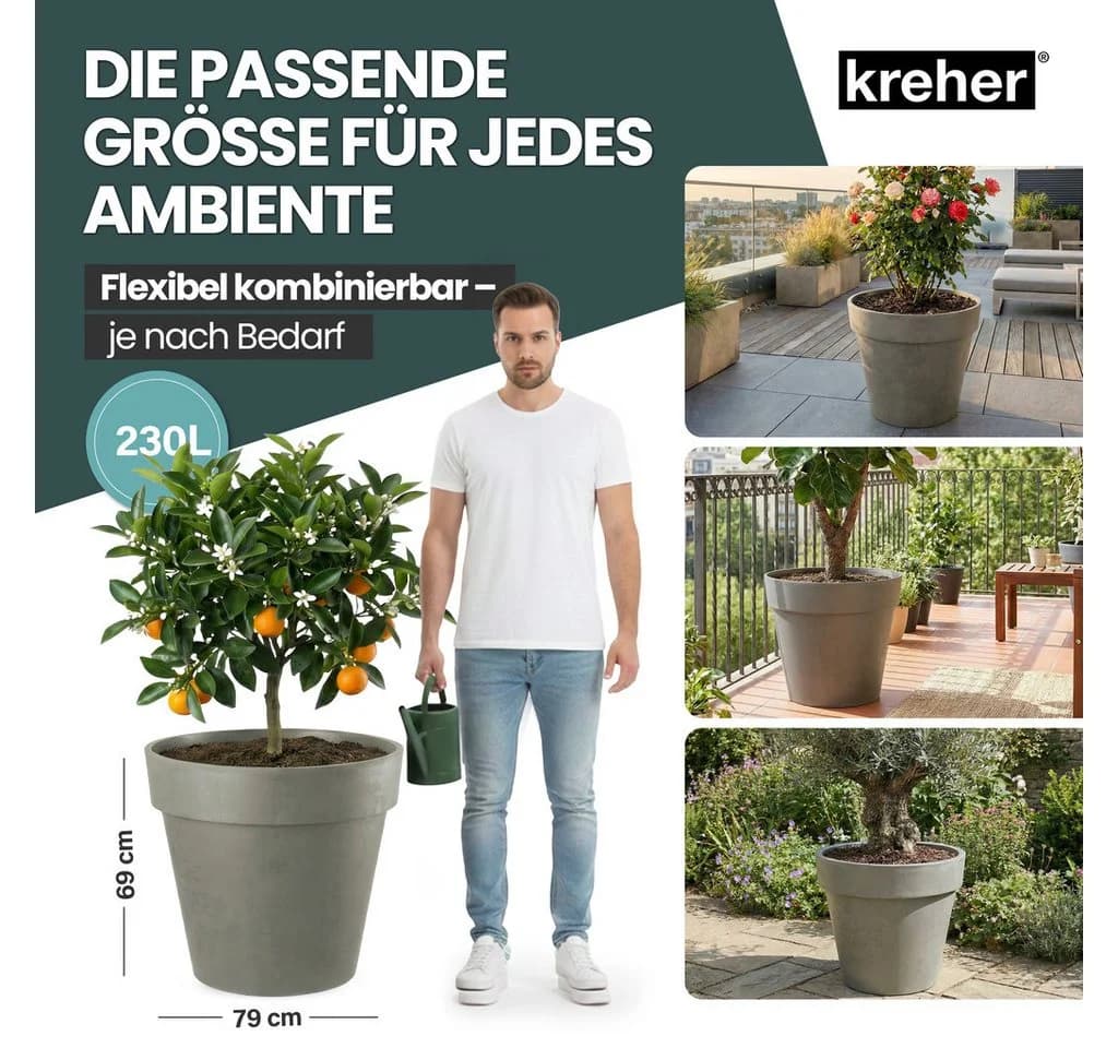 Kreher Pflanzkübel Rollbar XXL Weiß Anthrazit - Bild 5
