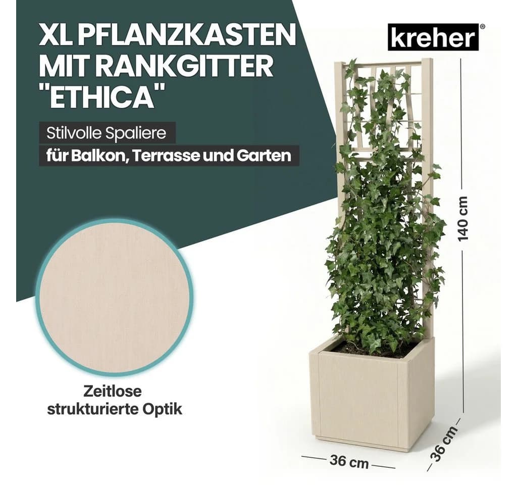 Kreher Spalier 'Ethica' Struktur Optik Beige 2 St.