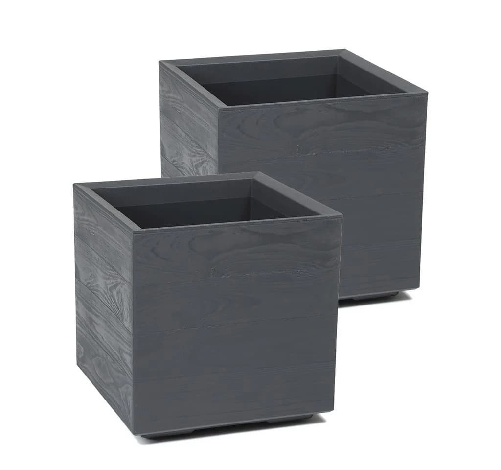Kreher Pflanzkübel Eco Wood Anthrazit Recyceltes Kunststoff 2er Set - Bild 2