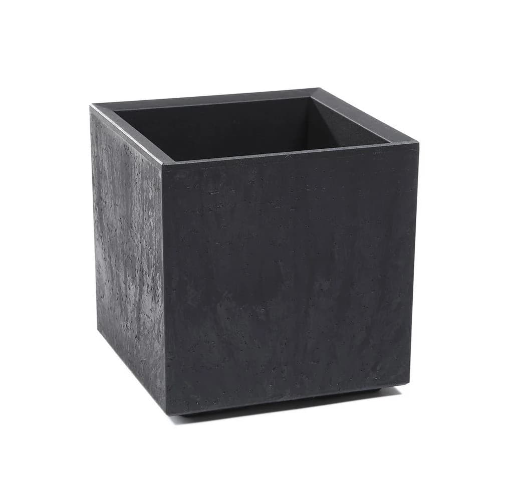 Kreher Pflanzkasten Karo 13 L mit Rollen Beton Optik Anthrazit 3er-Set
