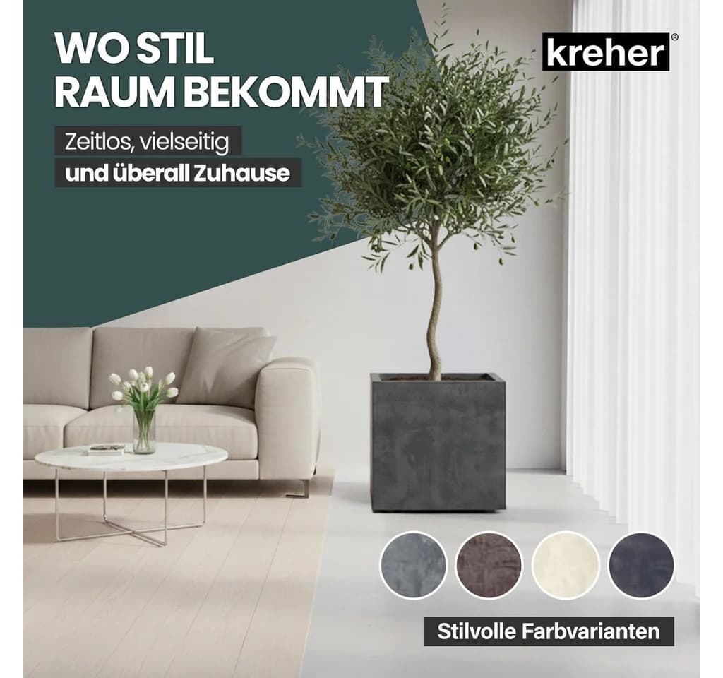 Kreher Pflanzkübel Millennium 80L 2er Set Kunststoff Naturstein Optik - Bild 3