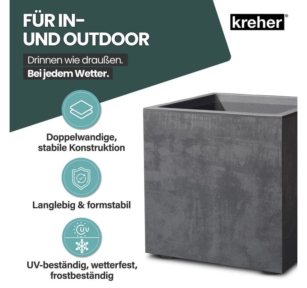 Kreher Pflanzkübel Millennium 80L 2er Set Kunststoff Naturstein Optik - Bild 4